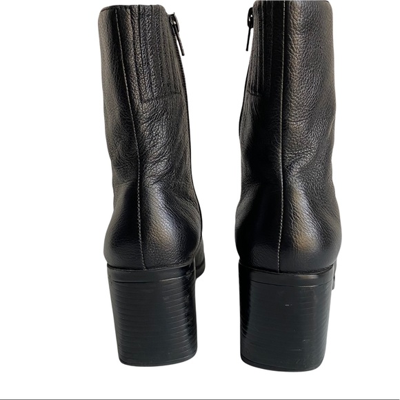 J.G. Hook Black Leather Block Heel Y2K Ankle Boots - Picture 3 of 7